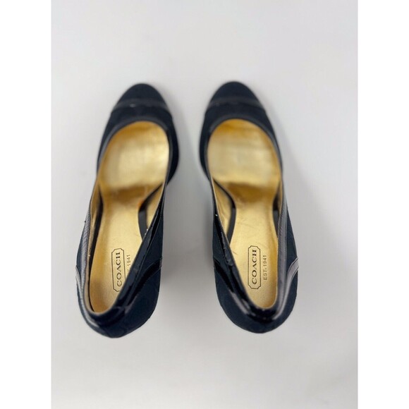 Coach Sandals Blue Leather Kerryann Signature Slip On Wedge Heel Pump US 10 B - Picture 8 of 9